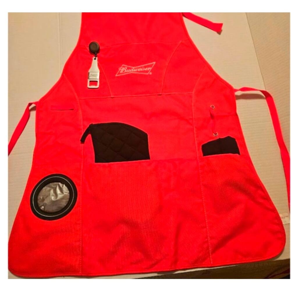 Budweiser New Apron Bottle opener Mitt cloth IInsulated pocket Adjust neckstrap
